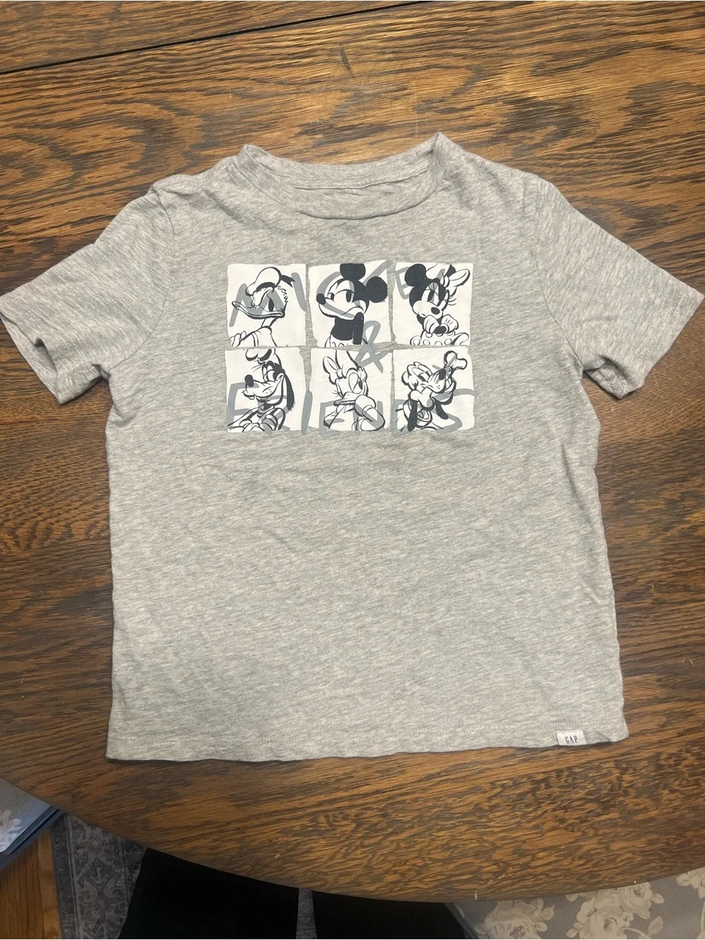 GAP Light Gray Mickey Mouse Panel Short Sleeve Tee